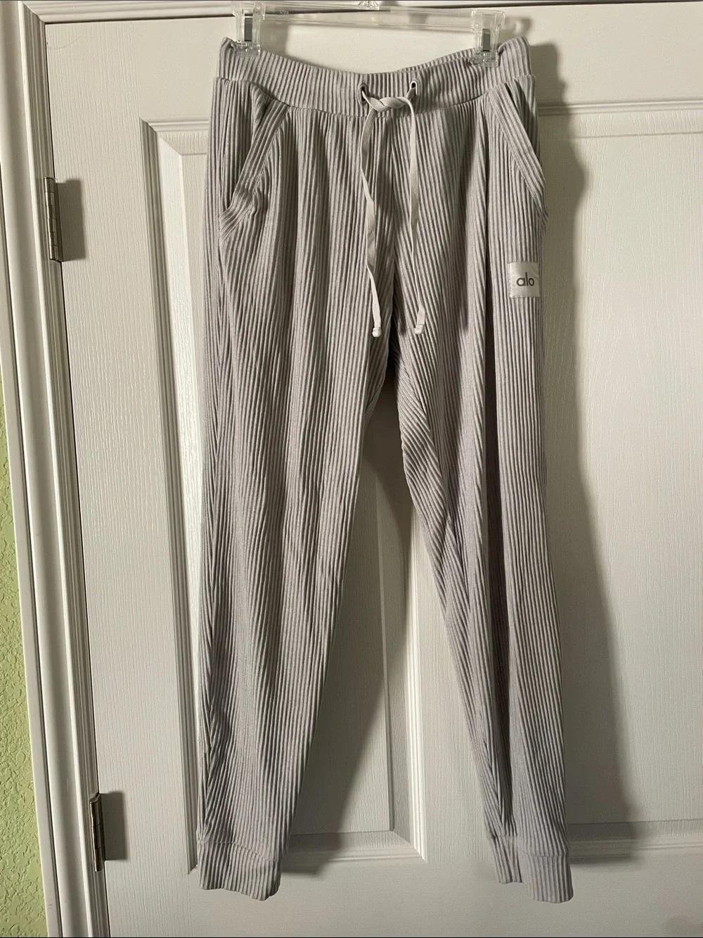 ALO Yoga Light Gray Pinstripe Joggers